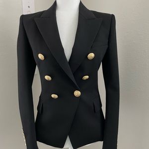 Authentic Balmain classic fitted double-breasted wool jacket